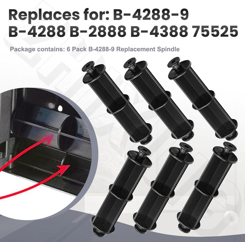 ZHIXING 6 Pack B-4288-9 Replacement Spindle for Classic and Contura Series Dispensers Compatible with use with Bo-Brick Multi-roll Toilet Tissue dispensers B-4288 B-2888 B-4388 75525 (Black) - Image 3